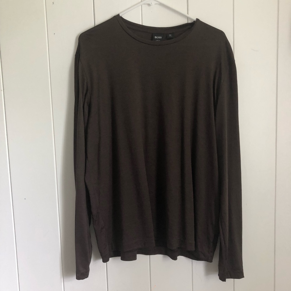 Hugo Boss Brown Long Sleeve Slim Fit Shirt